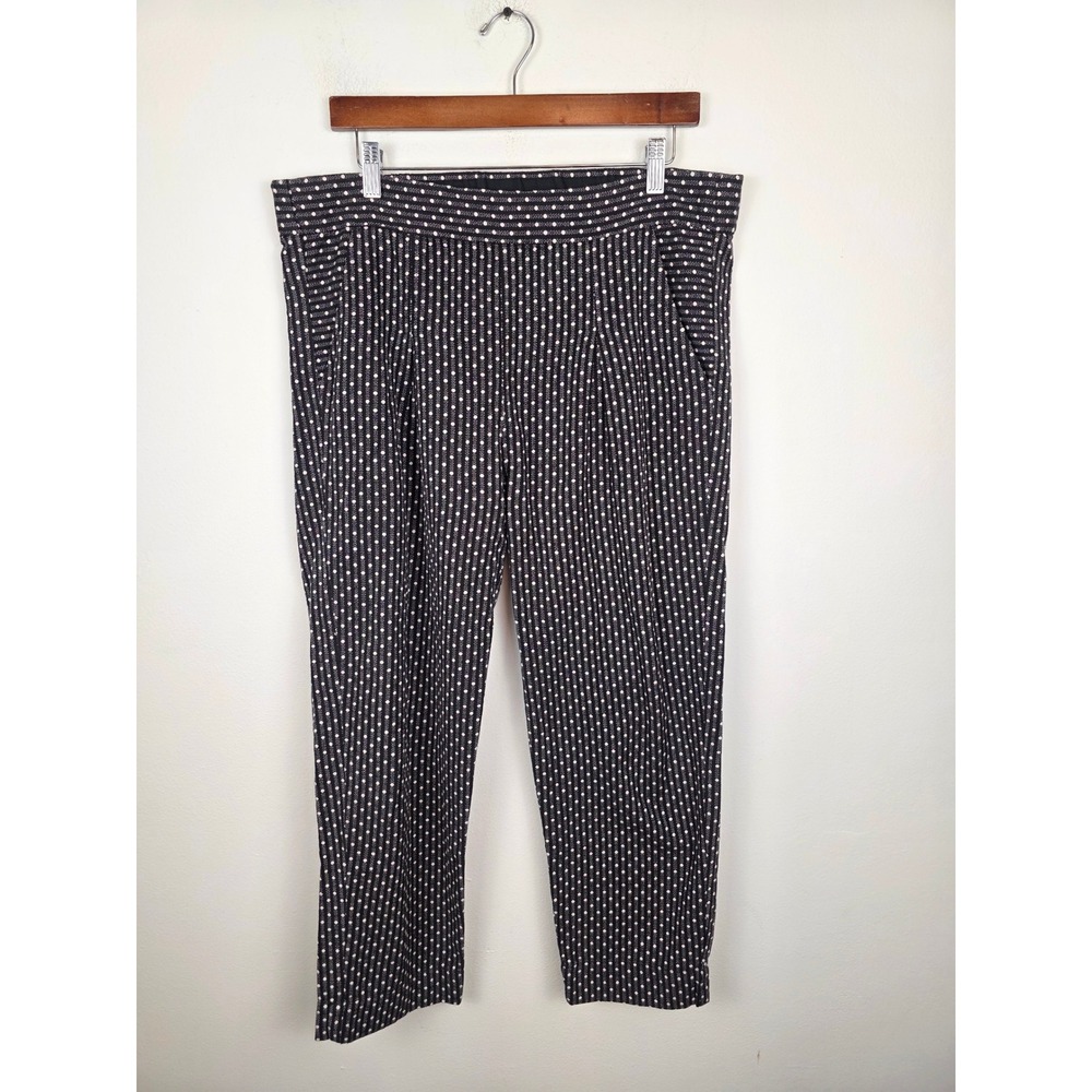 Ace & Jig Black White Polka Dot Woven‎ Cotton Elastic Waist Pants Large